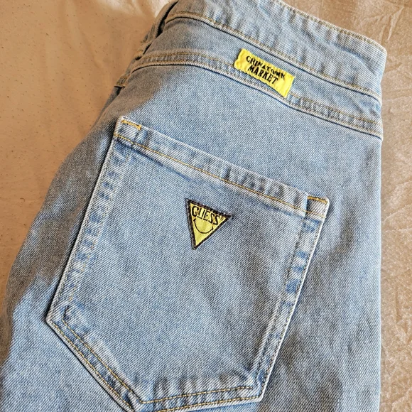 Guess X Chinatown Market Jeans with Yellow Smiley Knees
